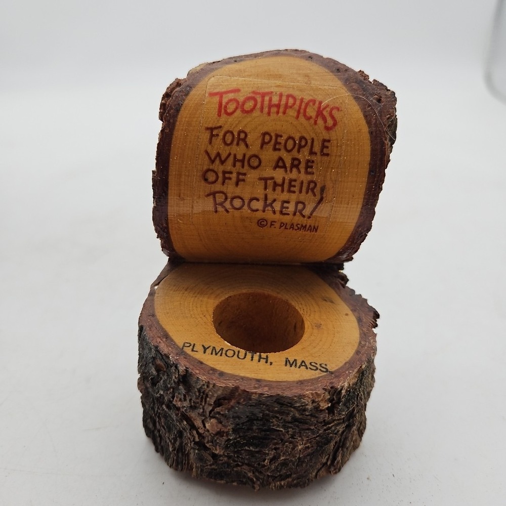Vintage Toothpick Holder Tree "For People Who Are‎ Off Their Rocker" Plymouth